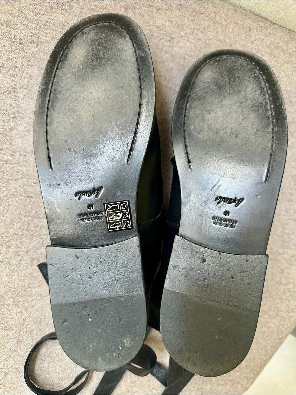 MARSELL rare limited edition black leather oxford/derby mules with ankle ties